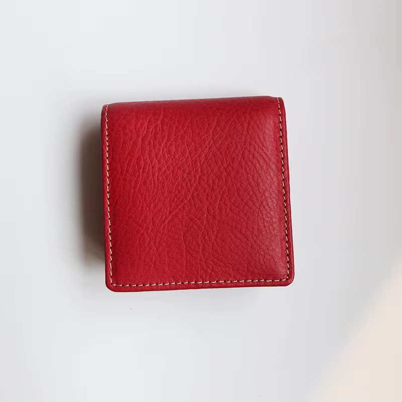 Mini porte-monnaie carré en cuir véritable vintage, étui portable et décontracté, porte-clés d'affai