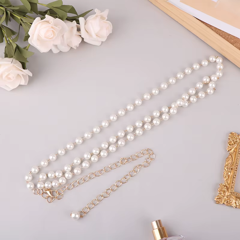 Ceinture de perles élégante pour femmes, chaîne de taille, boucle élastique, chaîne de perles, acces
