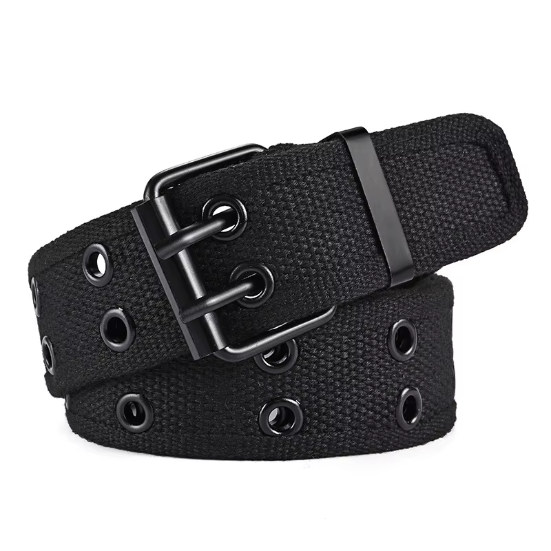 Ceinture pour hommes Double rangée boucle d'aiguille en métal ceinture tissée femmes loisirs Sport c