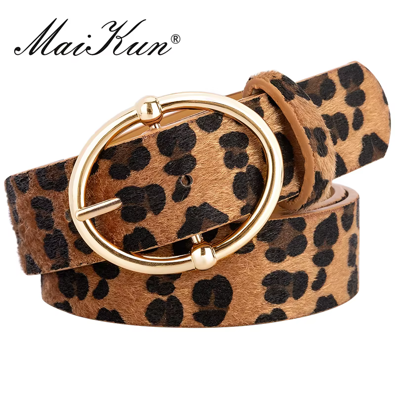 Maikun nouveau léopard femmes ceinture or alliage irrégulier boucle ardillon ceinture mode polyvalen