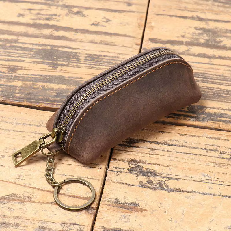 Porte-monnaie vintage avec fermeture éclair, design rétro, pour cartes de crédit et clés, sac organi