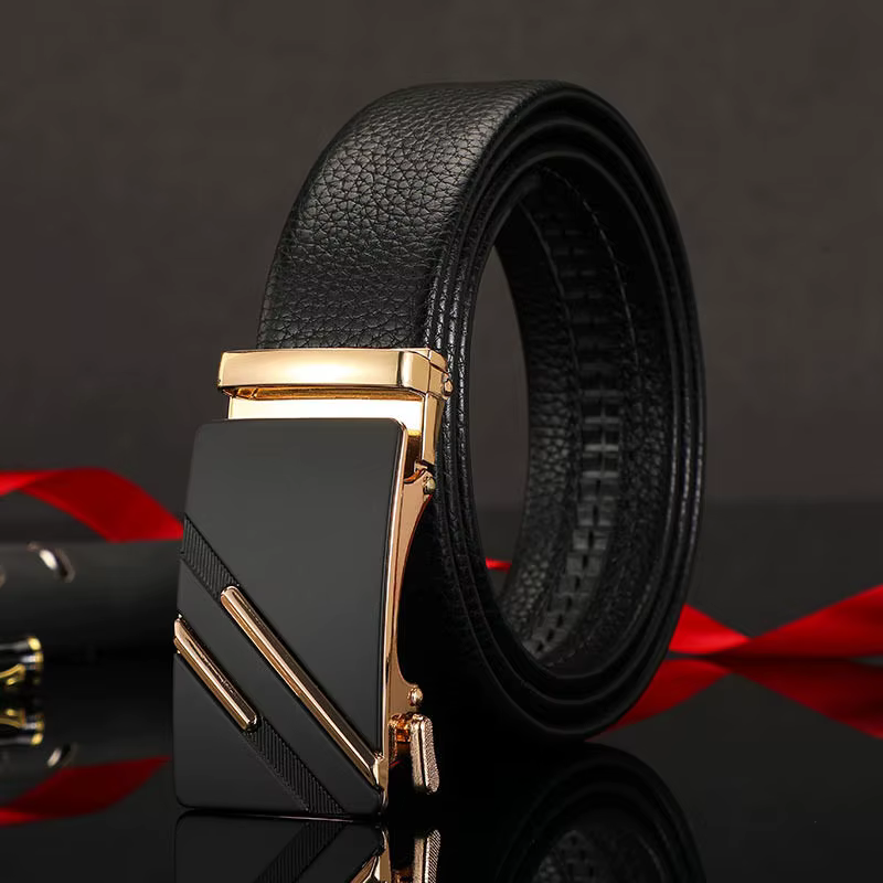 Ceinture en cuir pour hommes, métal, structure automatique, marque de luxe, design de mode d'affaire