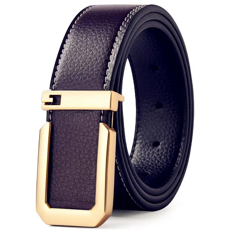 Ceinture décontractée à la mode de 3,3 cm avec boucle lisse argentée, ceinture de styliste pour homm