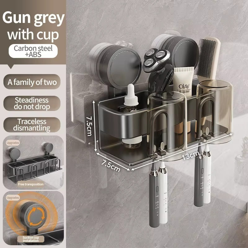 Pas besoin de percer une ventouse un porte-brosse à dents électrique mural avec une tasse pour la sa