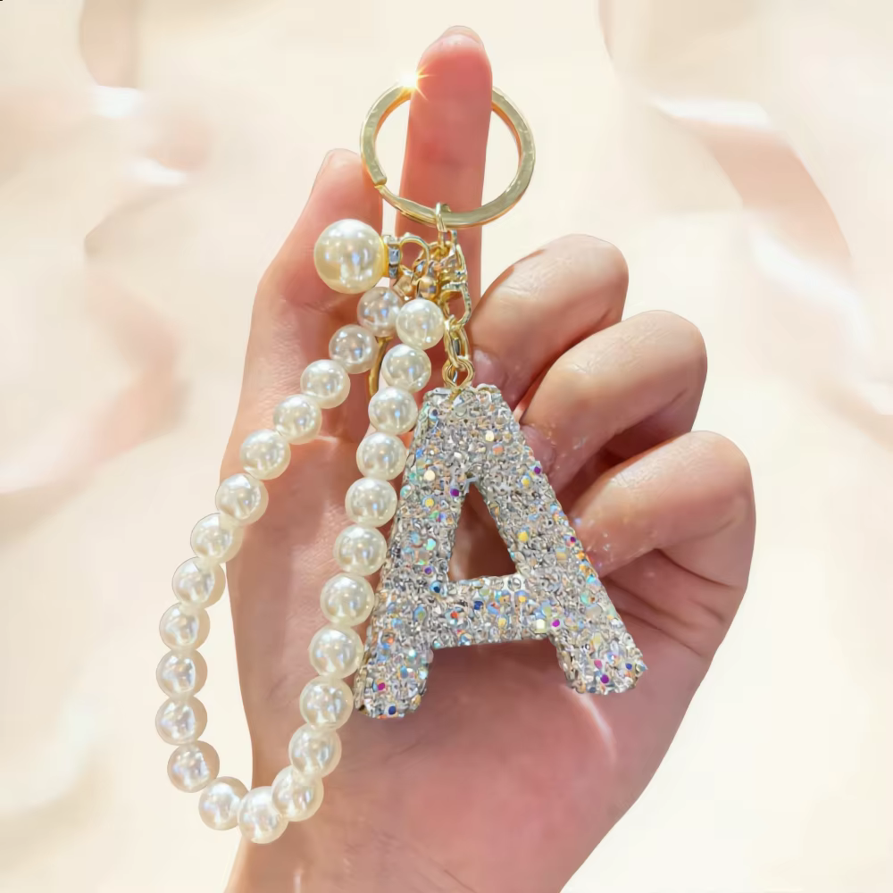 Porte-clés personnalisé avec initiale A-Z, porte-clés alphabet brillant, ACHETEZ 2, OBTENEZ 1 GRATUI