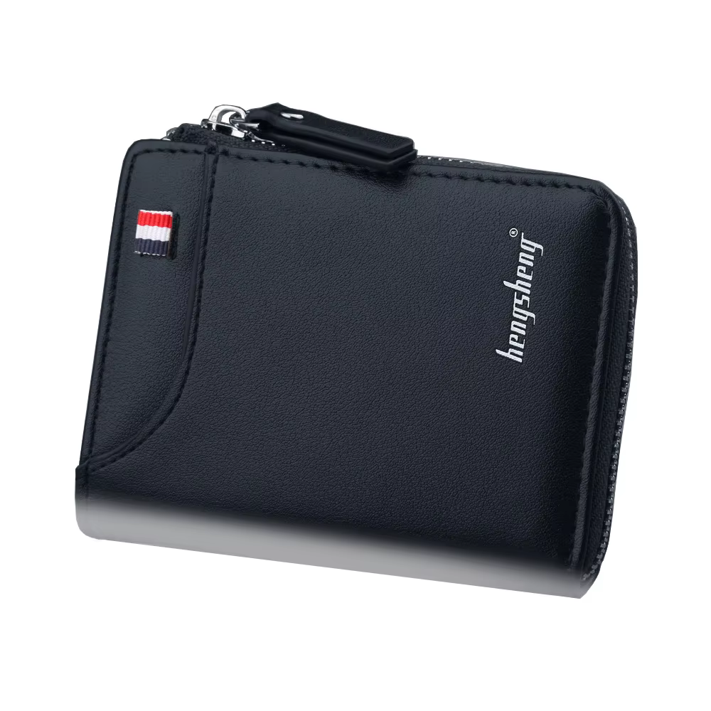Portefeuille court en cuir PU pour hommes, portefeuilles décontractés, petit sac à monnaie à fermetu