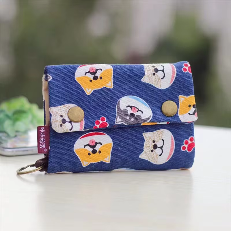 Portefeuille en tissu pliable fait à la main pour femmes, couleur Simple contrastée, porte-monnaie c