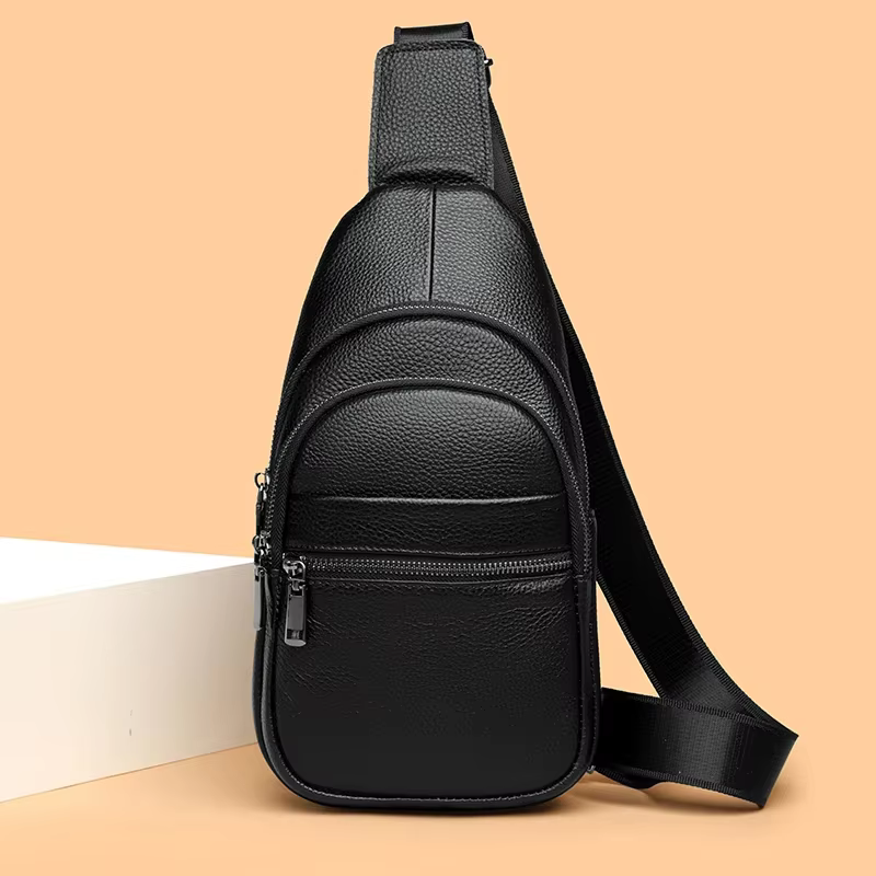 Sac à main en cuir de vachette multi-poches pour hommes, sac de poitrine pour hommes, sacs initiés m