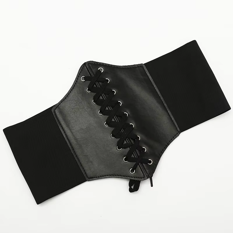 Ceinture large rétro pour femme avec élastique, ceinture noire de haute qualité, tendance populaire