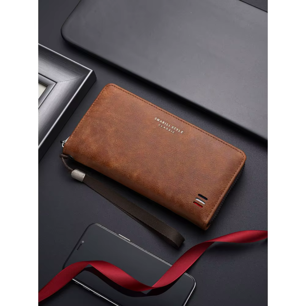 Portefeuille long pour homme de grande capacité, plusieurs emplacements pour cartes avec petite poch