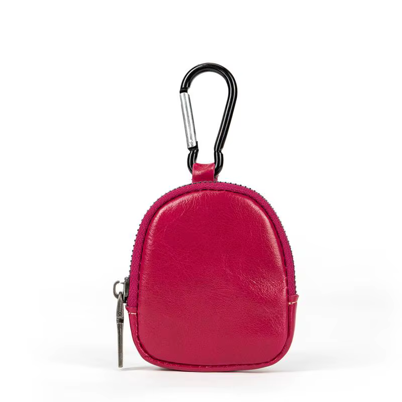 Mini porte-monnaie en cuir véritable, pochette rétro à fermeture éclair, portefeuille pour pièces de
