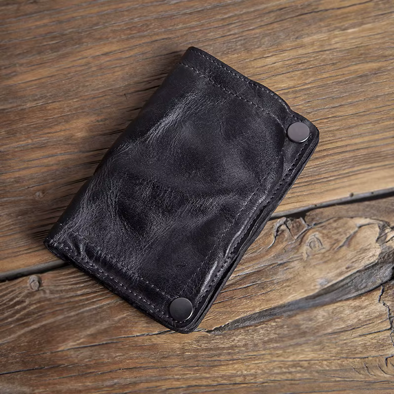 GURO haute qualité hommes portefeuille en cuir véritable Vintage à deux volets pince à billets porte