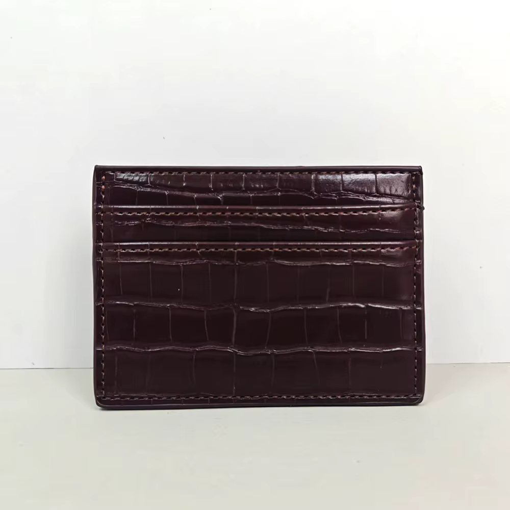 Porte-cartes de luxe en cuir de crocodile gravé avec lettres, porte-cartes personnalisé avec nom, po