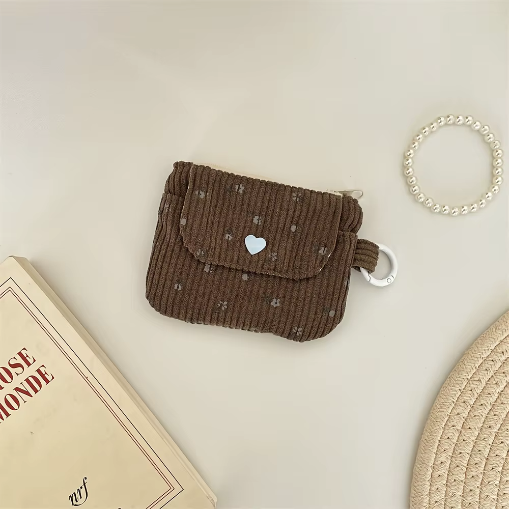 Porte-monnaie en velours côtelé, portefeuille pour femme, porte-cartes à fermeture éclair, pochette 