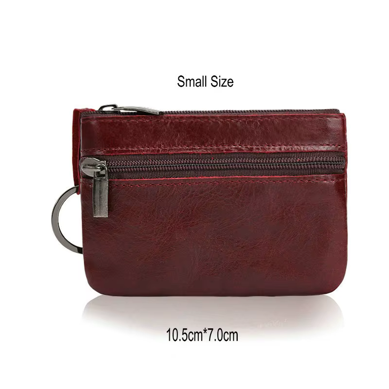 GENODERN Vintage Crazy Horse cuir hommes porte-monnaie en cuir véritable fermeture éclair porte-monn
