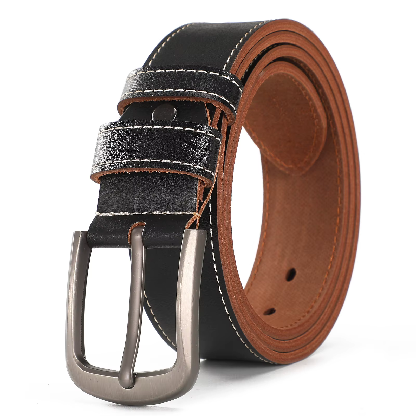 Ceinture rétro en cuir pour hommes, matériel à boucle de haute qualité, Design Simple, accessoires p