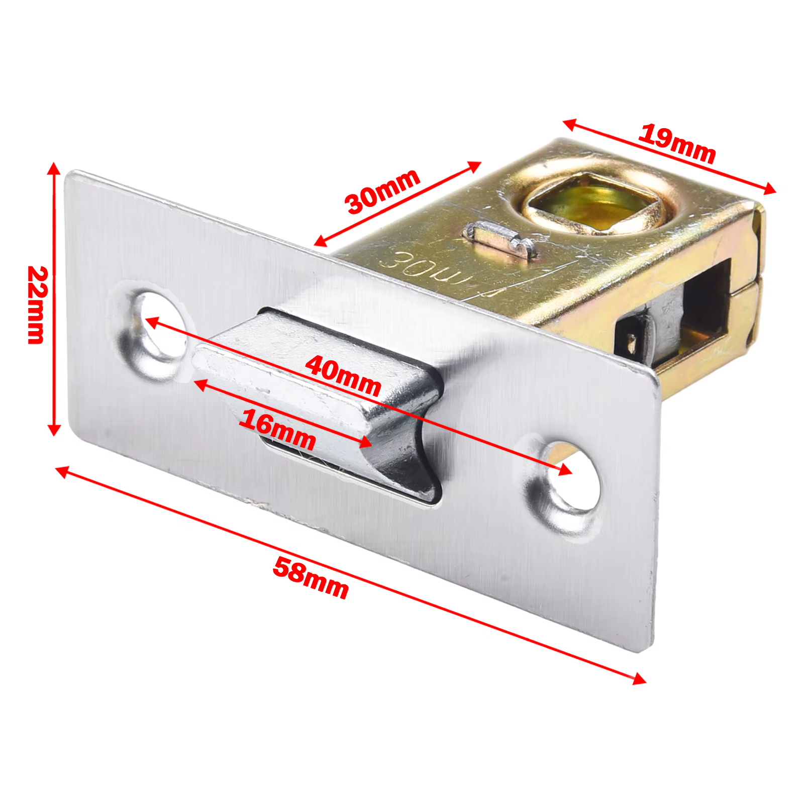 Loquet tubulaire de porte Mortice, installation de boulon interne, loquet à ressort plat pour utilis