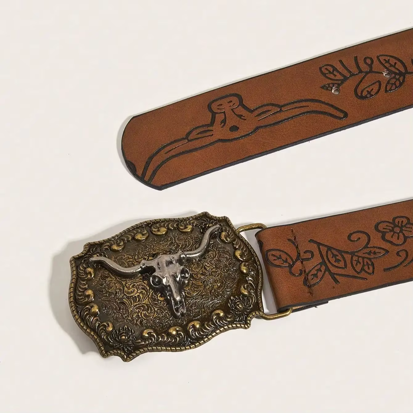 Ceinture imprimée à boucle de cowboy vent de cowboy occidental vintage