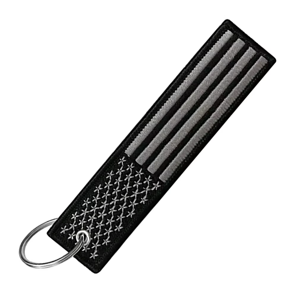 Porte-clés personnalisé pour moto et voiture, broderie drapeau américain, cadeaux d'aviation, porte-