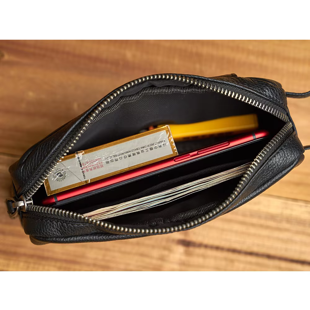 ZRCX-Pochette en cuir véritable pour homme, sac à main en cuir de vachette couche supérieure, portef