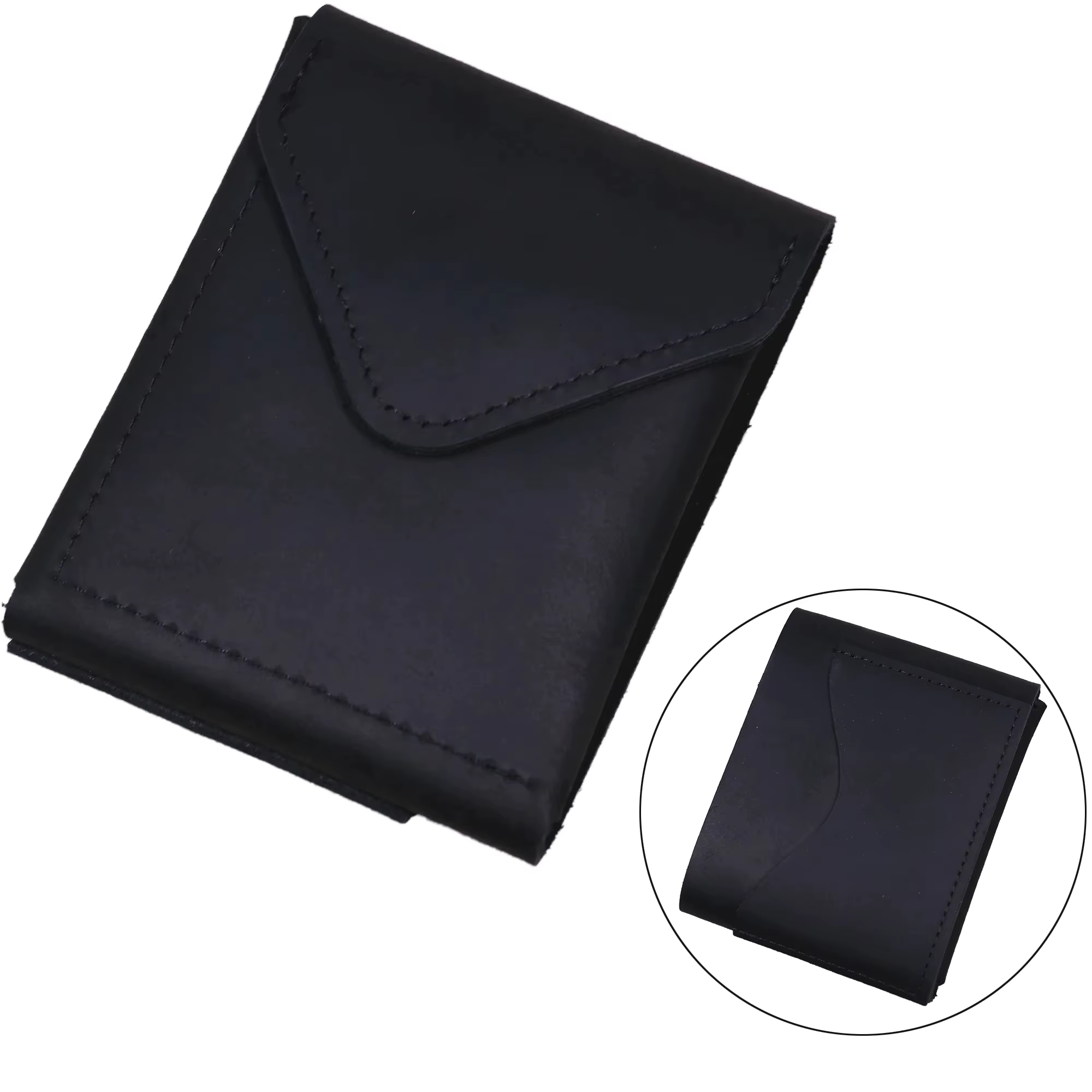 Portefeuille en cuir véritable pour homme (compatible avec les normes européennes), portefeuille cou