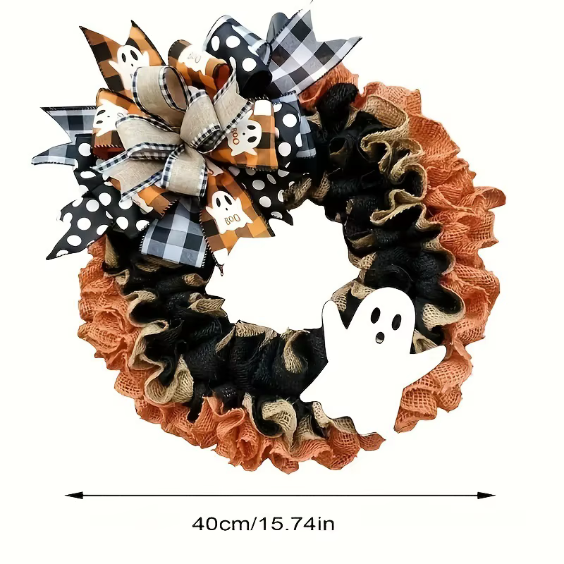 Fournitures de décoration d'halloween, couronne fantôme pour porte d'entrée, pendentif, couronne à n