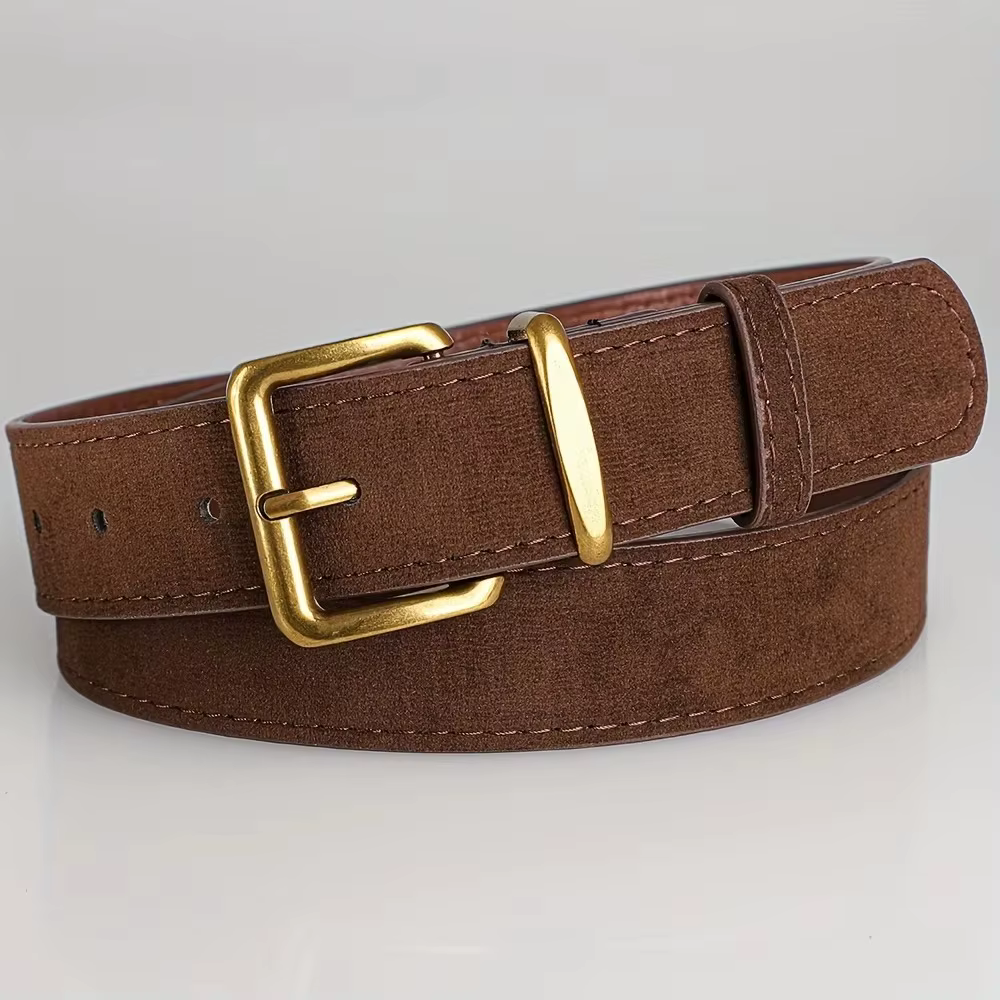 Ceinture de luxe pour femmes, nouvelle mode, ceinture en daim avec boucle dorée de haute qualité, po