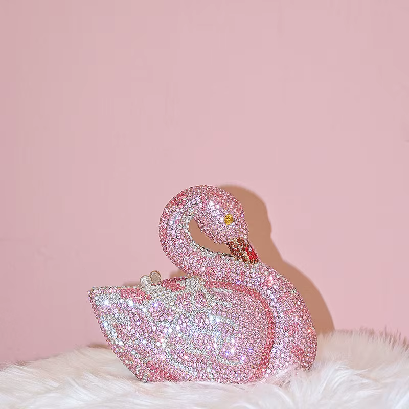 Cygne femmes pierres soirée pochettes mariées animaux strass sacs à main et sacs à main de luxe conc