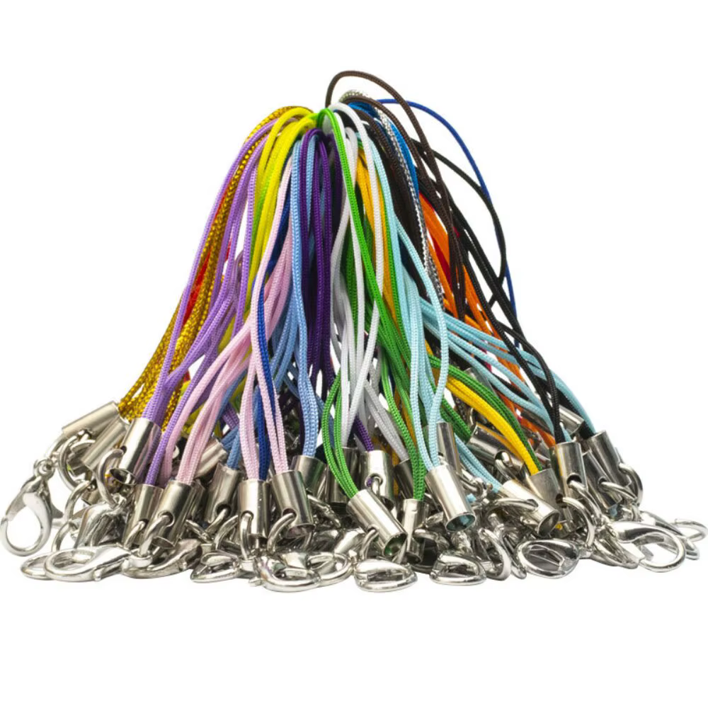 100 pièces lanière en Polyester anneau unique fermoir à homard corde porte-clés crochets sangle de t