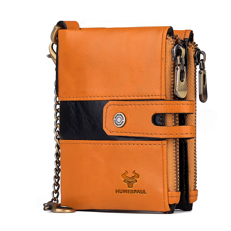 HUMERPAUL portefeuille en cuir véritable pour hommes mode qualité sac à main de voyage Rfid protéger