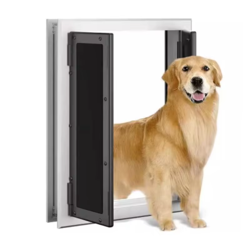 Porte pour animaux de compagnie en aluminium à double ouverture, accès libre, porte pour chien réini