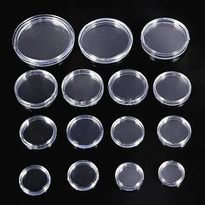 Porte-monnaie en plastique Transparent, 100 pièces, paquet d'entrepôt 16-46mm, présentoir de Capsule