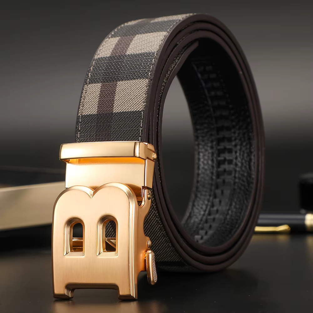 Haute qualité hommes ceinture concepteur en cuir véritable ceintures mâle métal automatique boucle d