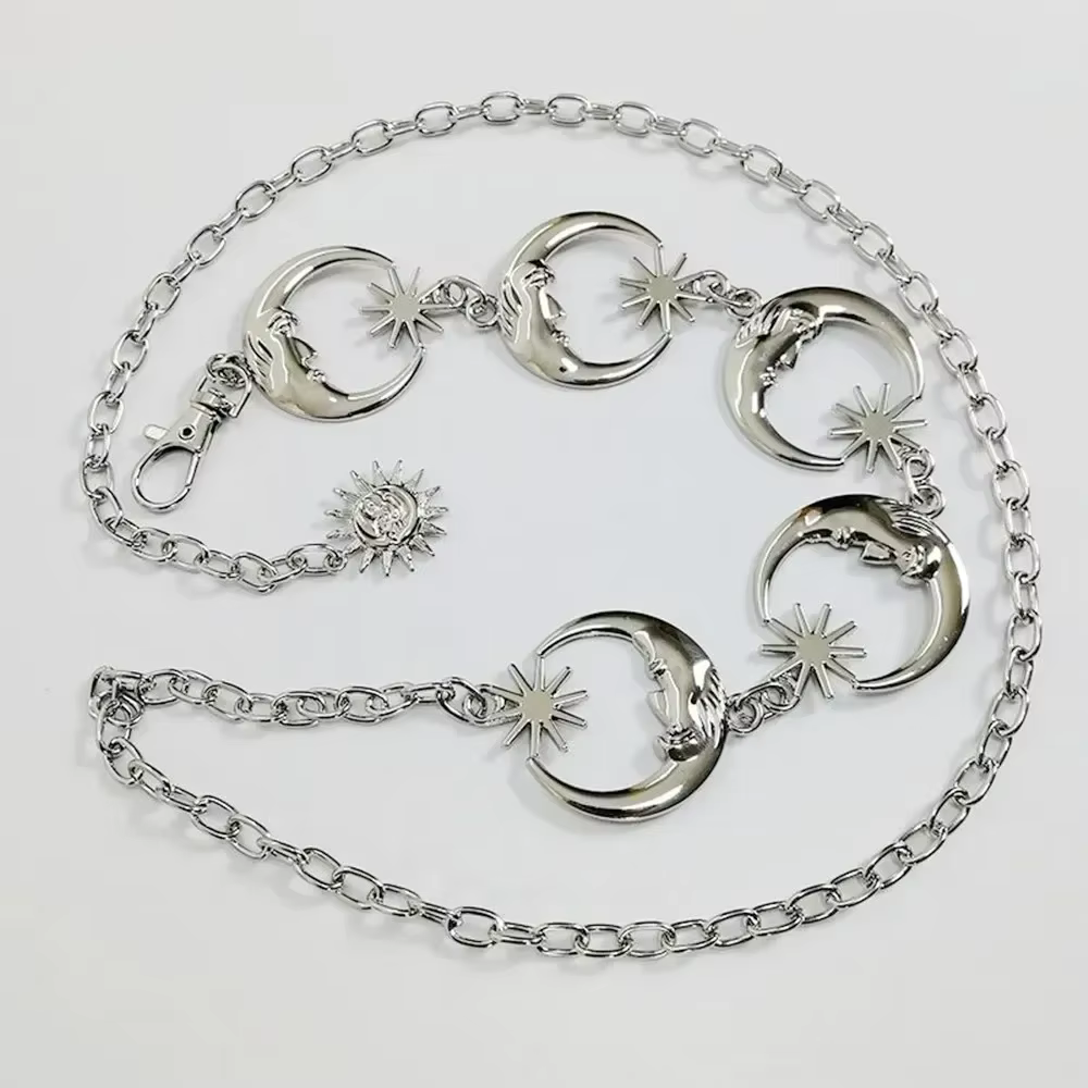 Femmes ceinture rétro or chaîne ceinture femme taille lune soleil métal ceintures pour femmes Punk r