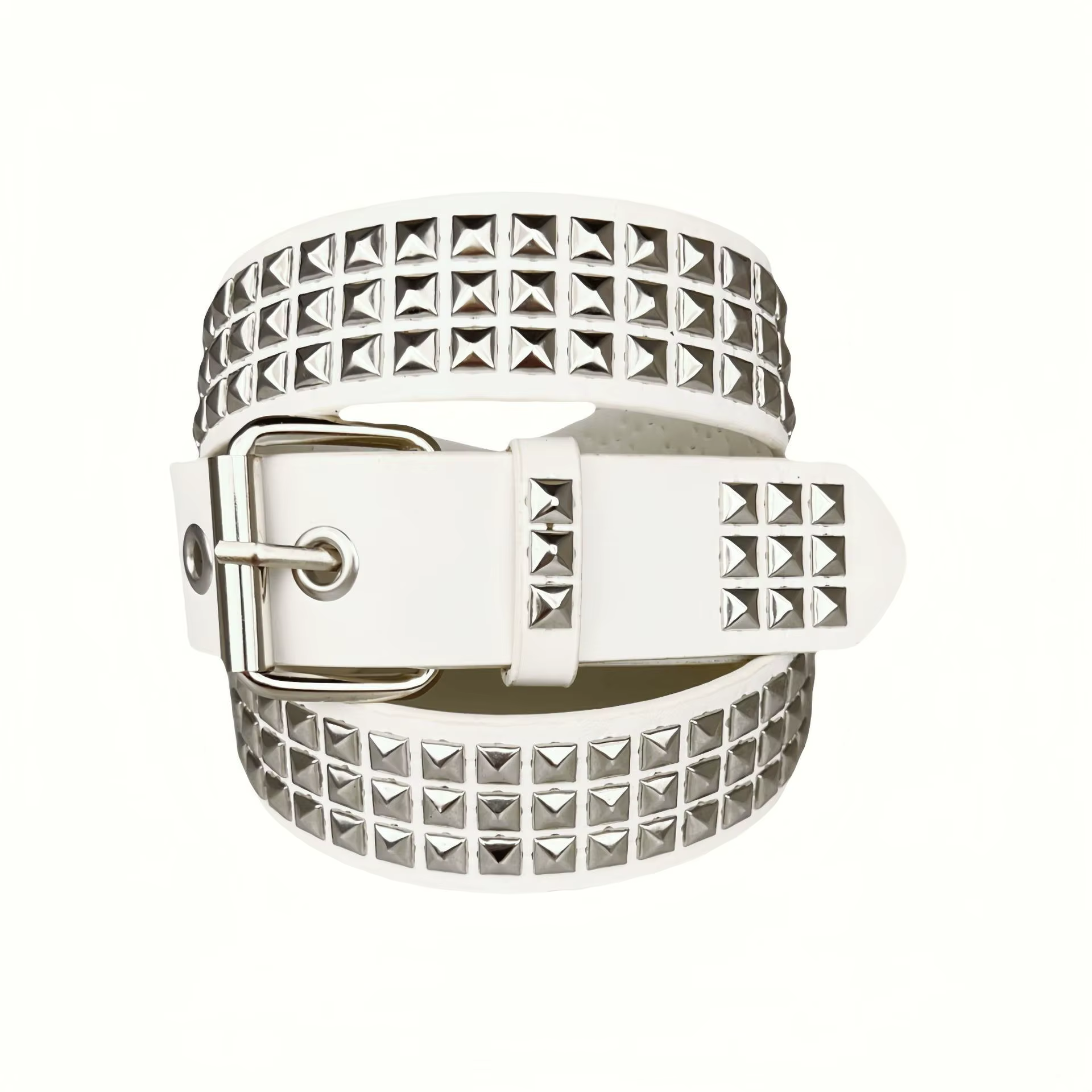 Ceinture à rivets en perles carrées, pyramide en métal pour hommes et femmes, matériel Punk, ceintur