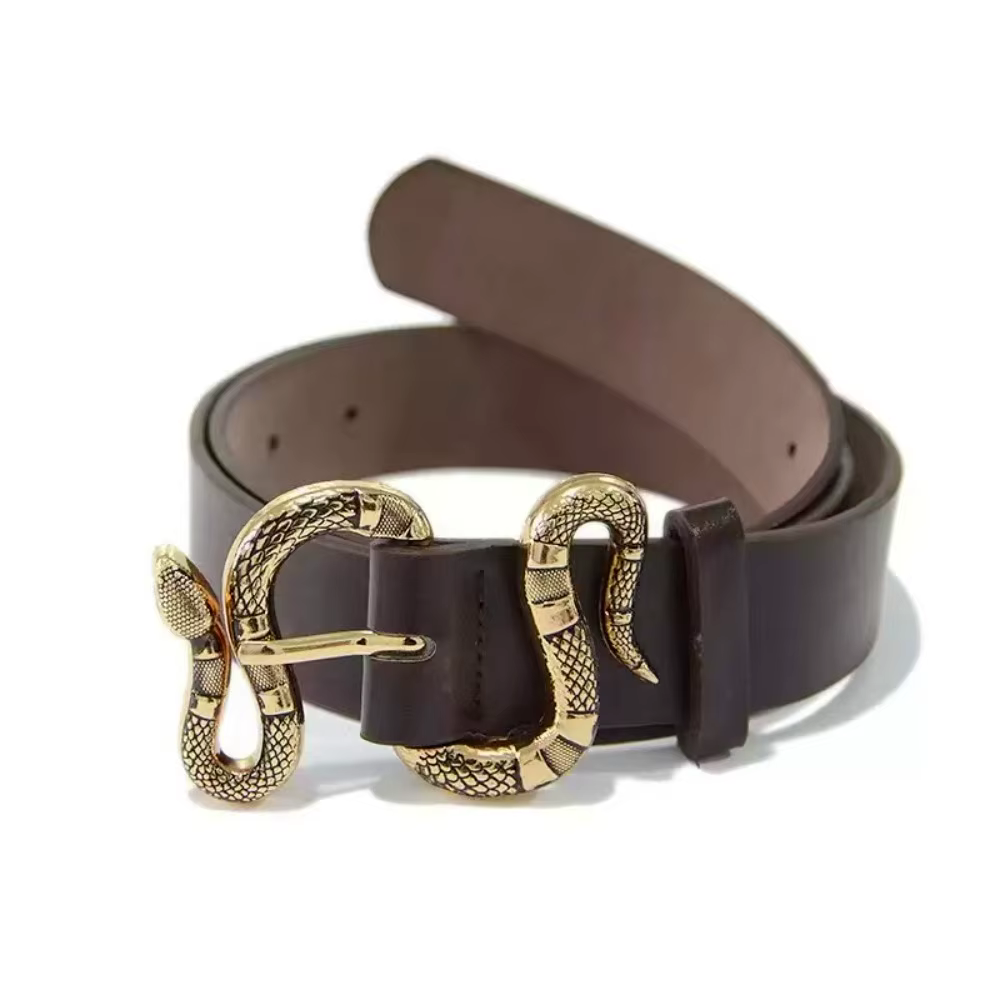 Ceinture en PU à boucle serpent rétro, nouvelle mode occidentale, avec sensation haut de gamme, cein