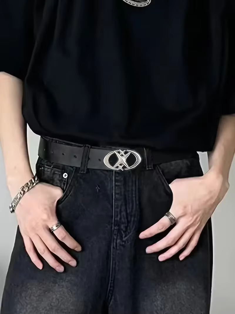 Ceinture élégante à boucle métallique croisée ovale – Durable, simple et universelle compatible – Id