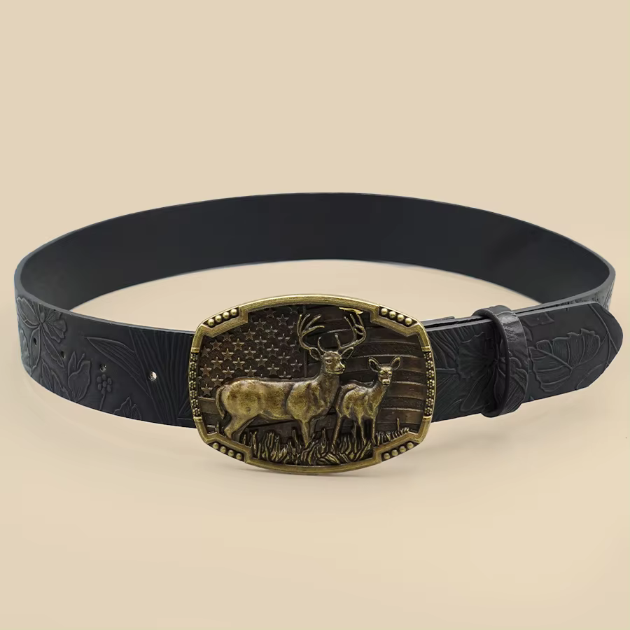 Ceinture Western Cowboy Street Style – Motif Animal sculpté, imprimé Vintage pour un usage quotidien