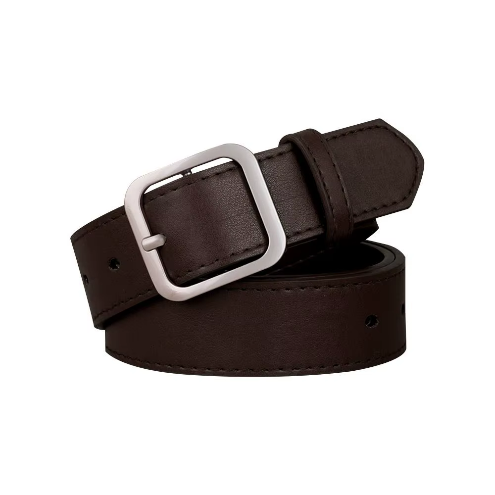 Ceinture en cuir PU pour femmes, boucle carrée, boucle ardillon, jean noir, Chic, marque de luxe, sa