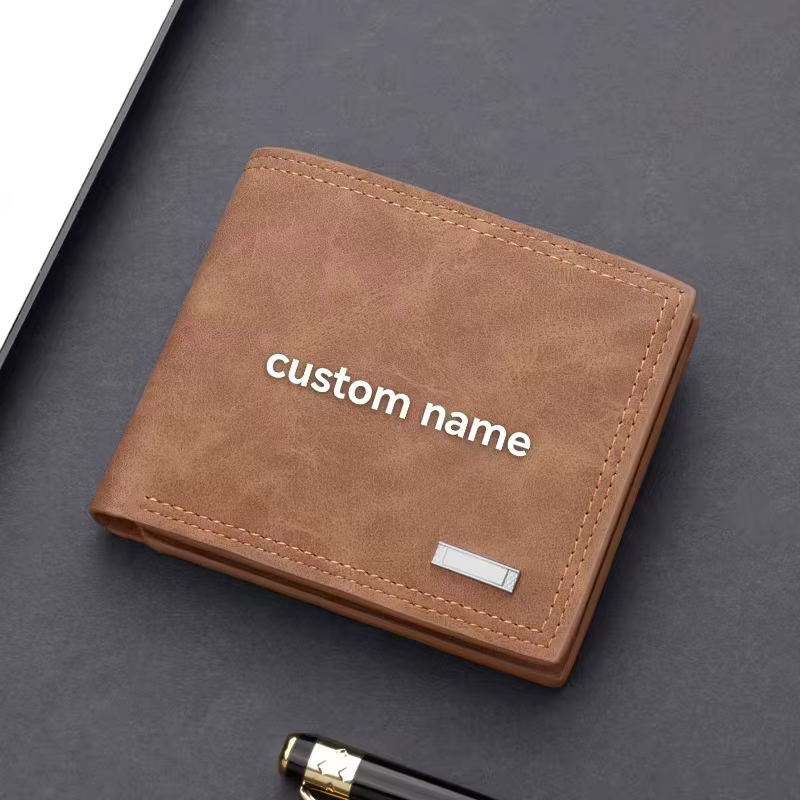 Portefeuille personnalisé pour hommes avec nom gravé, portefeuille en cuir pour garçons d'honneur, c