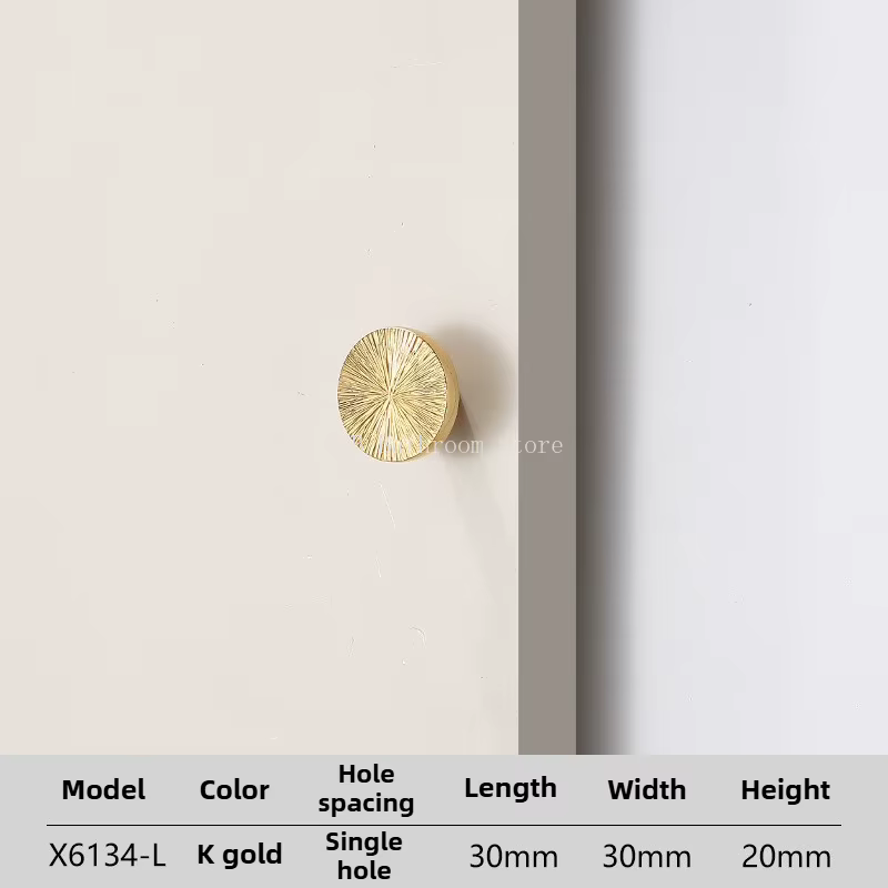 Poignée de porte de placard et de tiroir de luxe léger, demi-lune, antique, en laiton, motif martelé