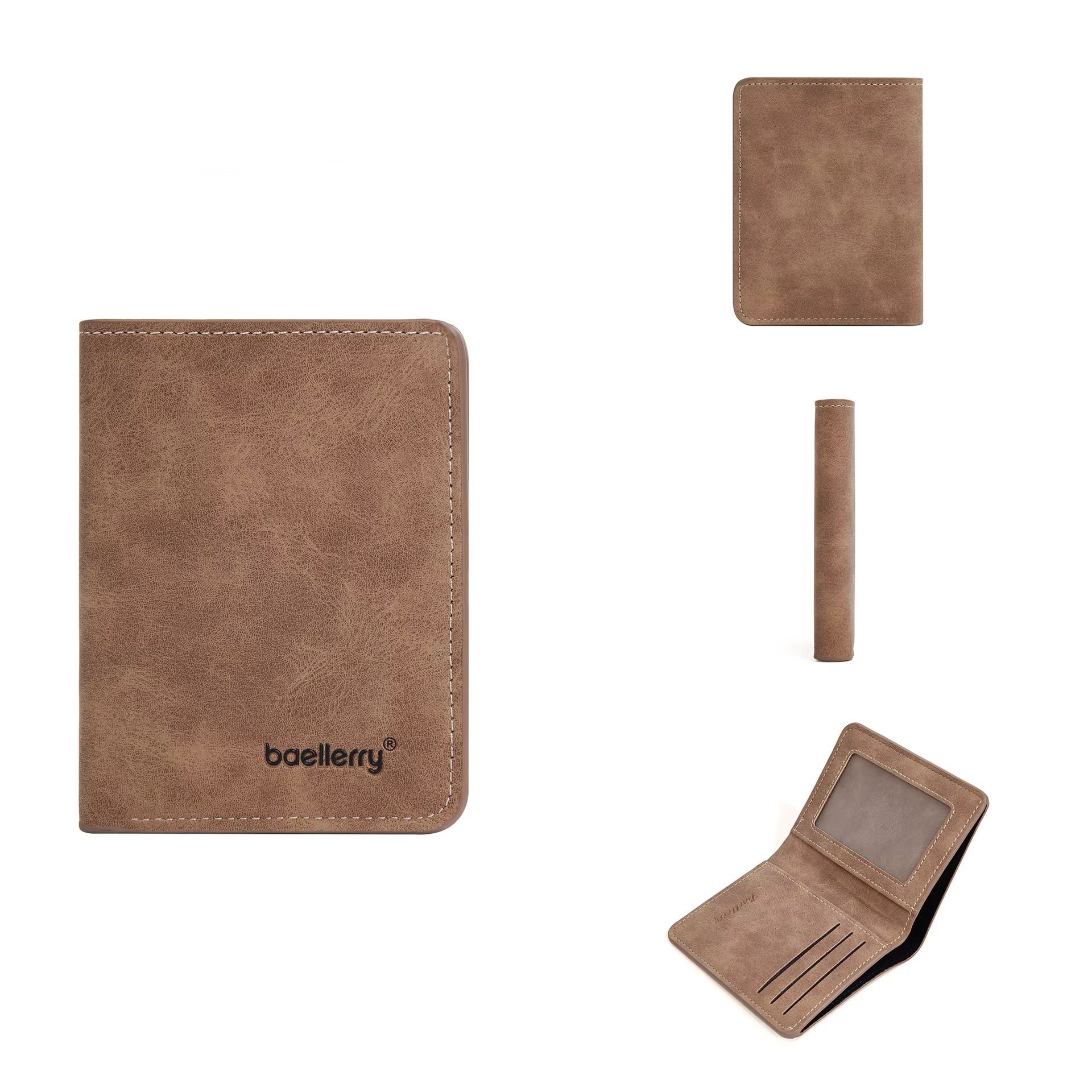 Portefeuille fin en cuir sablé pour homme Baellerry, décontracté, multifonction, bifold, porte-carte