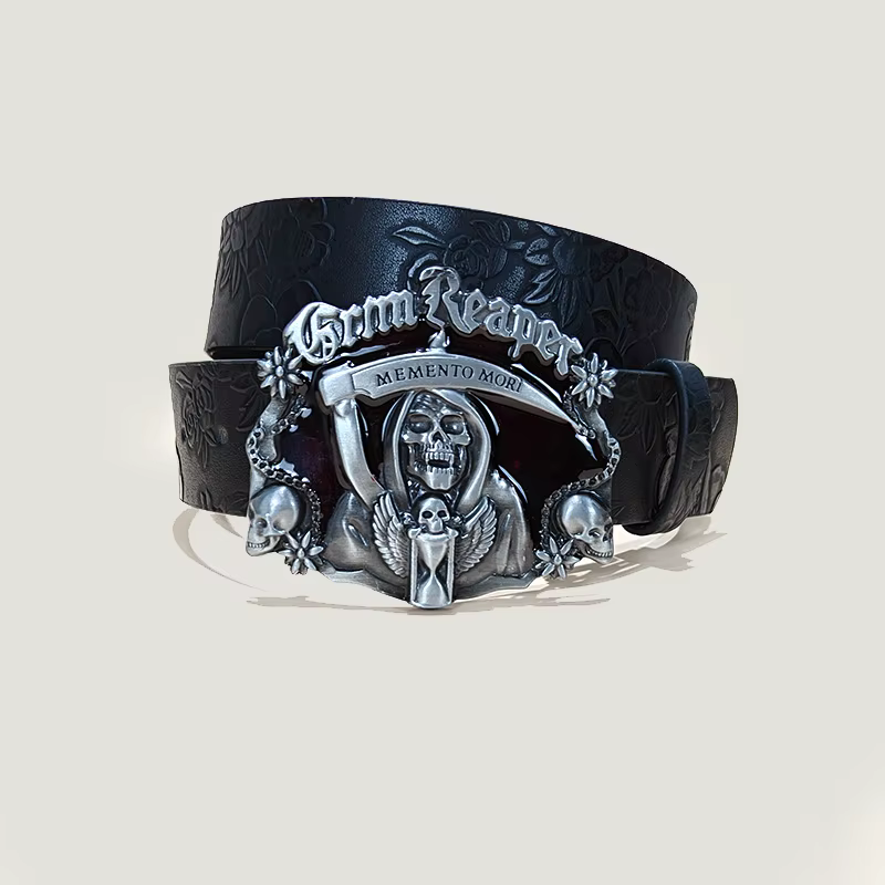 Ceinture en cuir Punk crâne grande taille pour femmes et hommes, Harajuku gothique Y2K, squelette en