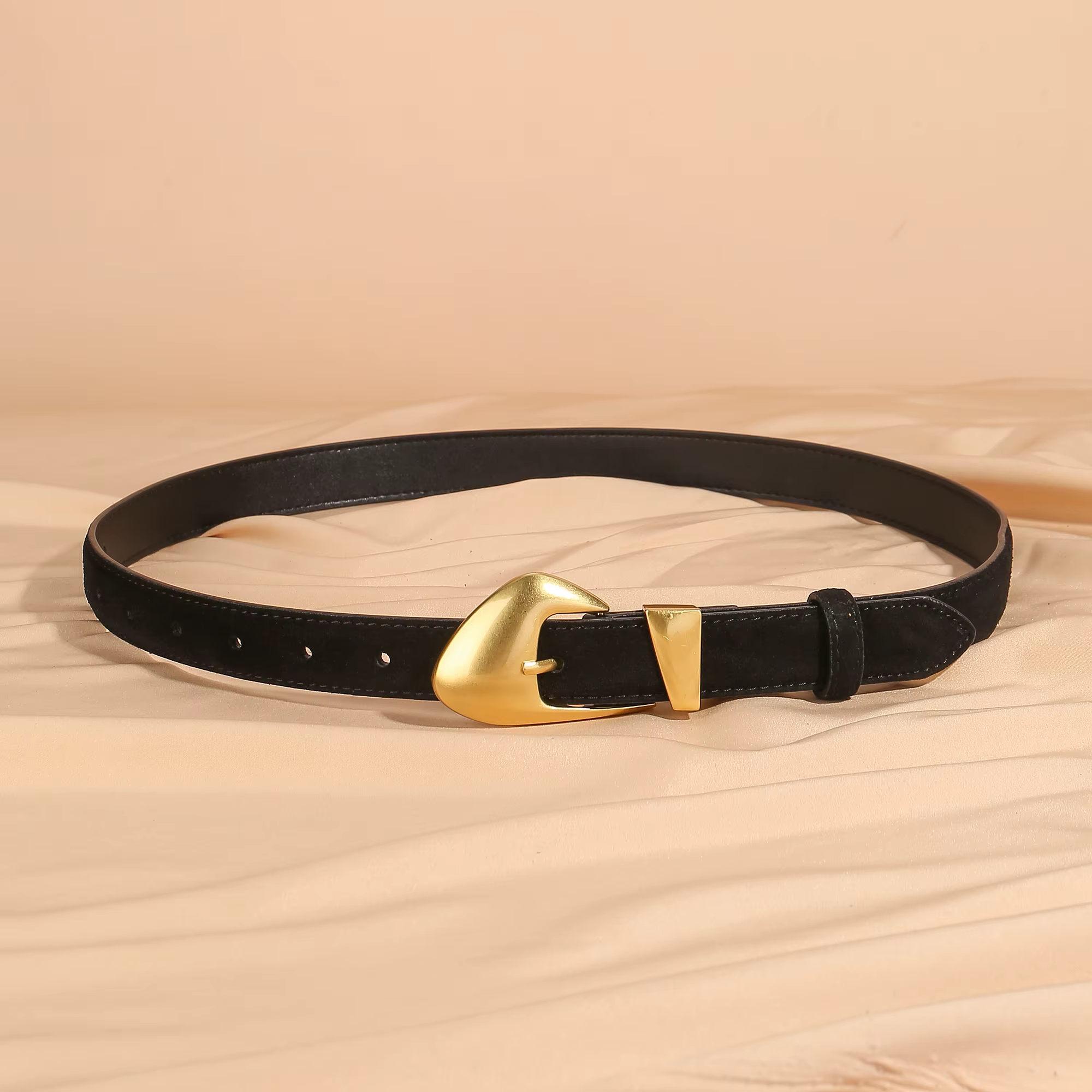 Ceinture de luxe en cuir de vache et daim pour femmes, Style Vintage avec boucle dorée, ceinture de