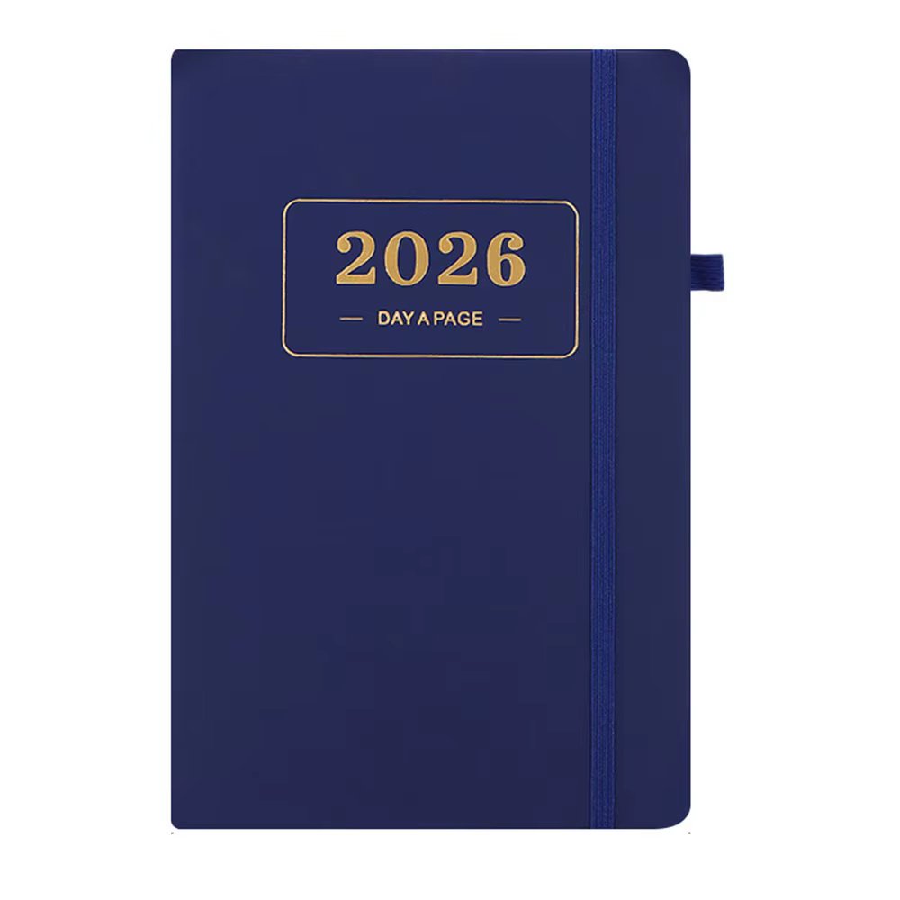 Carnet de planification A5 en cuir PU, imperméable, 2026.1.1-2026.12.31, agenda, bloc-notes, rabat à