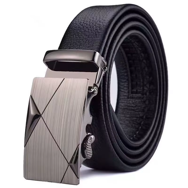 Ceinture pour homme à boucle automatique, en cuir, classique, tendance, polyvalente, à découper sur