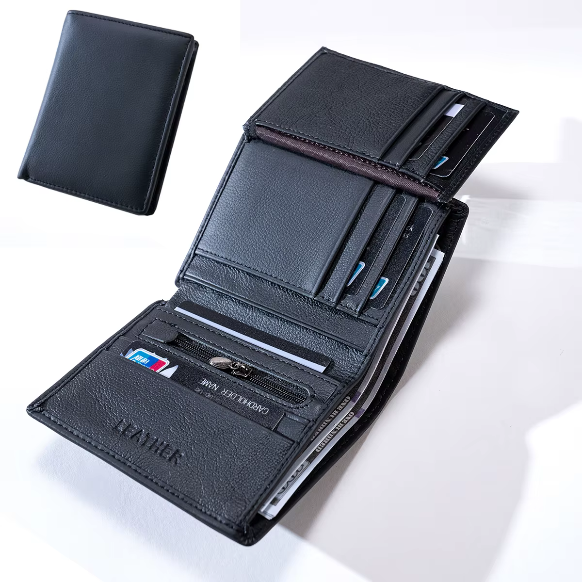 Portefeuille homme portefeuilles en cuir véritable pour homme porte-monnaie Vintage Vertical court p