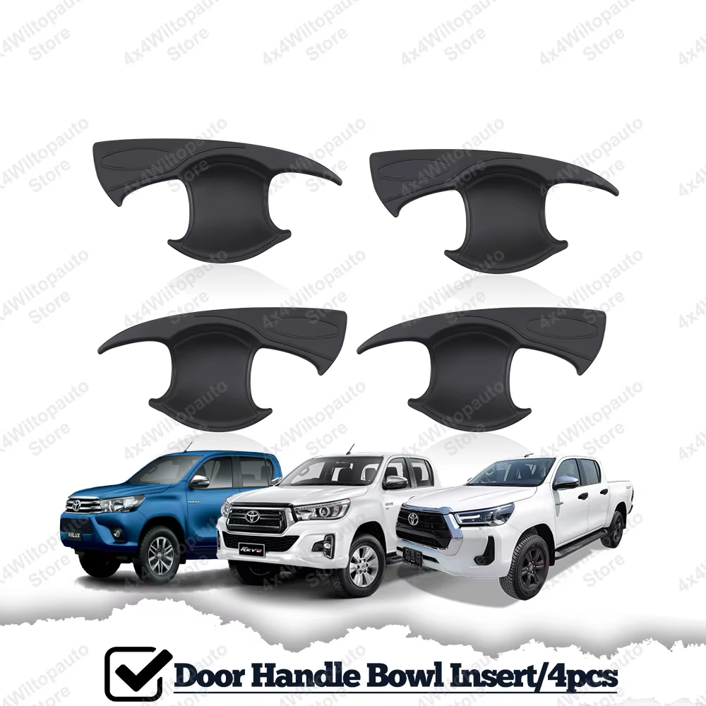 Couvre-poignée de porte noir mat, garniture de protection pour Toyota Hilux Revo 2015-2023, ABS, lot