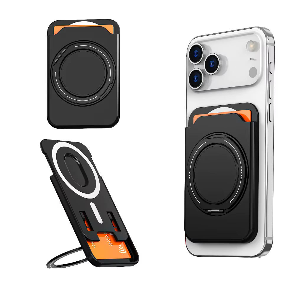 Portefeuille porte-cartes magnétique avec anneau rotatif à 360 degrés, étui pour IPhone 17 Pro Max 1