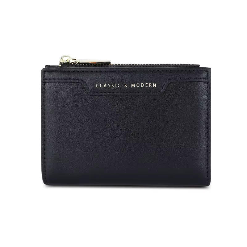 Portefeuille en cuir PU avec fermeture éclair solide pour femme, petit porte-cartes Messenger, porte